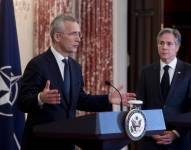 El Secretario de Estado de los Estados Unidos, Antony Blinken (D), y el Secretario General de la OTAN, Jens Stoltenberg (I), este 8 de febrero de 2023. EFE/EPA/Michael Reynolds