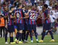 El FC Barcelona celebrando un gol.