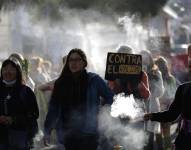 La marcha llegó a la avenida de Los Shyris.