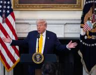 El presidente de EE. UU., Donald Trump, pronuncia un discurso en la Casa Blanca en Washington, DC, EE. UU., el 21 de febrero de 2025.