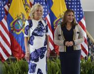 Jill Biden y María de Lourdes Alcívar durante la visita en el Palacio de Gobierno, en el Centro Histórico.