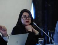 Andrea Arrobo durante una comparecencia en la Comisión de Fiscalización