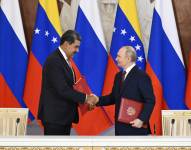 Nicolás Maduro y Vladimir Putin en el Kremlin en mayo del 2025
