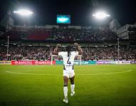 El defensa de Liga de Quito, Ricardo Adé, celebra la victoria de su equipo contra Botafogo por los octavos de final de la Copa Libertadores