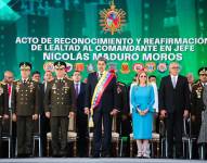 Fotografía cedida por el Palacio de Miraflores. La Fuerza Armada Nacional Bolivariana (FANB) de Venezuela reafirmó su lealtad a Nicolás Maduro, quien fue investido como presidente de la nación.