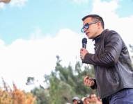 Daniel Noboa durante un evento en Cañar el 7 de octubre.