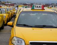 Taxistas durante una protesta en Quito en febrero 2024.