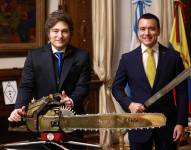 Los mandatarios posaron para las cámaras durante su reunión en la Casa Rosada.