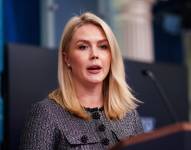 La Secretaria de Prensa de la Casa Blanca, Karoline Leavitt, ofrece una rueda de prensa el 11 de abril de 2025.