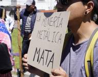 Concentración en contra de la minerí­a en el parque El Arbolito, en Quito.