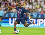 Willian Pacho, defensa del PSG, en la final de la Supercopa de Europa