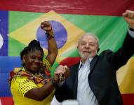 SAO PAULO (BRASIL), 26/07/2022.- El candidato presidente de Brasil Luiz Inácio Lula da Silva, recibe a la vicepresidenta electa de Colombia Francia Márquez.