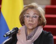 La canciller de Colombia, Rosa Villavicencio, habla durante una rueda de prensa este lunes, en Bogotá.