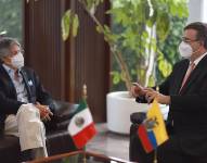 Lasso junto al canciller de ese país Marcelo Ebrard.