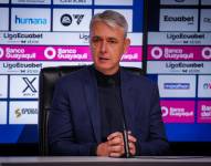 El entrenador de Liga de Quito, Tiago Nunes, en rueda de prensa