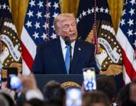 El presidente de Estados Unidos, Donald Trump, habla en una recepción de Hanukkah en el Salón Este de la Casa Blanca en Washington DC, EE.UU., el 16 de diciembre de 2025.