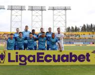 Jugadores de Macará previo al partido contra Aucas por la última fecha del segundo hexagonal de la LigaPro