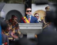 Daniel Noboa en un evento militar en Quito.