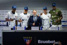 Los jugadores de Liga de Quito previo a un entrenamiento de la pretemporada 2025