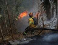Los efectivos de los Bomberos están apagando el fuego en el sector de El Chiche.