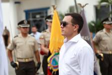 Daniel Noboa durante un evento con productores agropecuarios en Los Ríos.