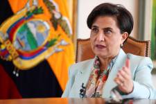 La ministra de Relaciones Exteriores y Movilidad Humana de Ecuador, Gabriela Sommerfeld, habla durante una entrevista con EFE, el 11 de junio de 2024, en Quito (Ecuador).