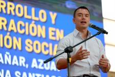 Daniel Noboa durante un evento en Cañar el 14 de enero de 2025.