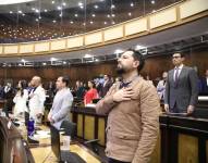 De derecha a izquierda, los asambleístas Adrián Castro, Ferdinan Álvarez, Andrés Castillo y Diana Jácome, todos iniciaron en la política en otros movimientos o partidos.
