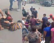 Instantes en el que una mujer dio a luz en la calle, en los exteriores del Monte Sinaí, la mañana del 11 de mayo del 2025. Fue ingresada en una camilla al centro de salud.