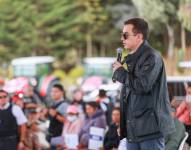 El presidente Noboa durante un evento en Ambato.