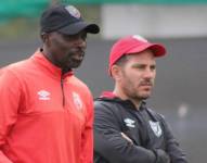 Giovanny Espinoza y Juan Zubeldia en un entrenamiento