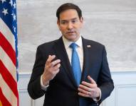 El Secretario de Estado de EE. UU., Marco Rubio, habla en el Aeropuerto de Shannon.