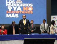 Quito, lunes 8 de septiembre del 2025. Una rueda de prensa de la Asociación de Municipalidades del Ecuador (AME).