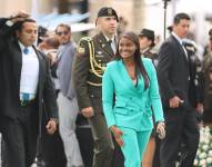 Foto de la fiscal general Diana Salazar, en una foto tomada el 27 de marzo del 2024, durante un evento de aniversario del GOE, en Quito.