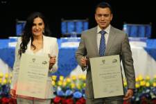 Entrega de credenciales al presidente Daniel Noboa y vicepresidenta Verónica Abad.