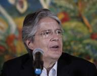 Guillermo Lasso durante una rueda de prensa, en San José (Costa Rica).