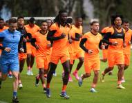 Jugadores de Liga de Quito en el entrenamiento del 17 de enero de 2024
