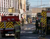 Parte de la zona donde se produjo el incendio de tres locales en el complejo de ocio de las Atalayas, en la ciudad española de Murcia.