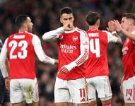 Gabriel Martinelli celebra un con el Arsenal contra el Olympiacos por la Champions League