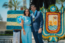 Imagen de julio de 2024. Marcela Aguiñaga y Aquiles Álvarez comparten un evento por la Fundación de Guayaquil.