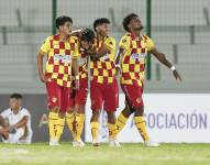 Los jugadores del Aucas celebrando su clasificación a las semifinales de la Copa Libertadores Sub 20