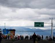 Manifestantes en la Panamericana Norte.