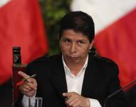 Fotografía de archivo del expresidente de Perú, Pedro Castillo, durante una rueda de prensa en Lima (Perú).