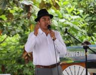 Leonidas Iza, presidente de la Conaie, en un Consejo de Gobierno.