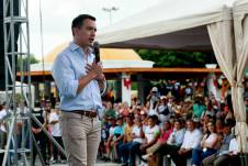 El presidente Daniel Noboa en un evento en Portoviejo - Manabí.