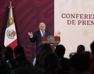 El presidente de México, Andrés Manuel López Obrador, habla durante una rueda de prensa en el Palacio Nacional, en la Ciudad de México (México).