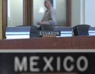 Fotografía del lugar asignado para el representante de México en una reunión del Consejo Permanente de la Organización de los Estados Americanos (OEA) este martes, 9 de abril de 2024, en la sede del organismo en Washington (Estados Unidos).