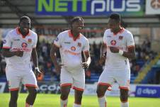 Kevin Becerra, jugador de Libertad, celebra su gol contra Orense por la LigaPro