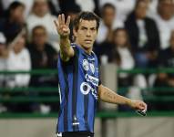 Michael Hoyos de Independiente del Valle celebra un gol ante Once Caldas por los cuartos de final de la Copa Sudamericana