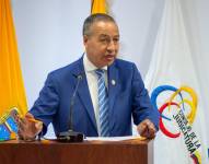 El vocal de la Judicatura Merck Benavides durante un evento anticorrupción en diciembre 2024.